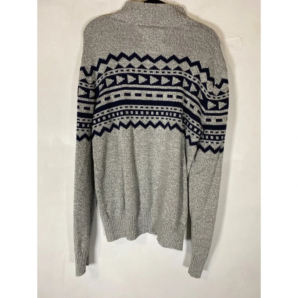 Urban Pipeline Nordic Quarter Zip Sweater Gray Fair Isle Cotton Blend Medium